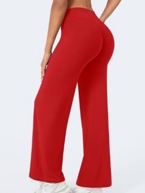 Yeoreo Official High-Waist Wide Leg Pants - Red